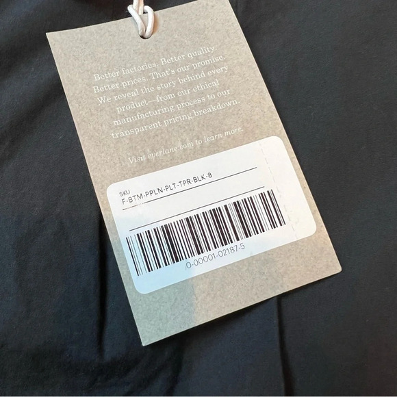 New EVERLANE The Poplin Pleated Taper Pant Black NWT Minimalist Casual Women’s 8 - Picture 8 of 14